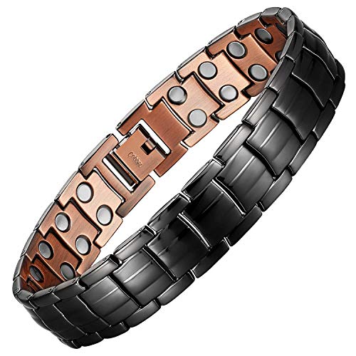 Link Adjustable Black Pure Copper 3000Gauss Magnets Pain Relief for Arthritis and Carpal Tunnel Migraines