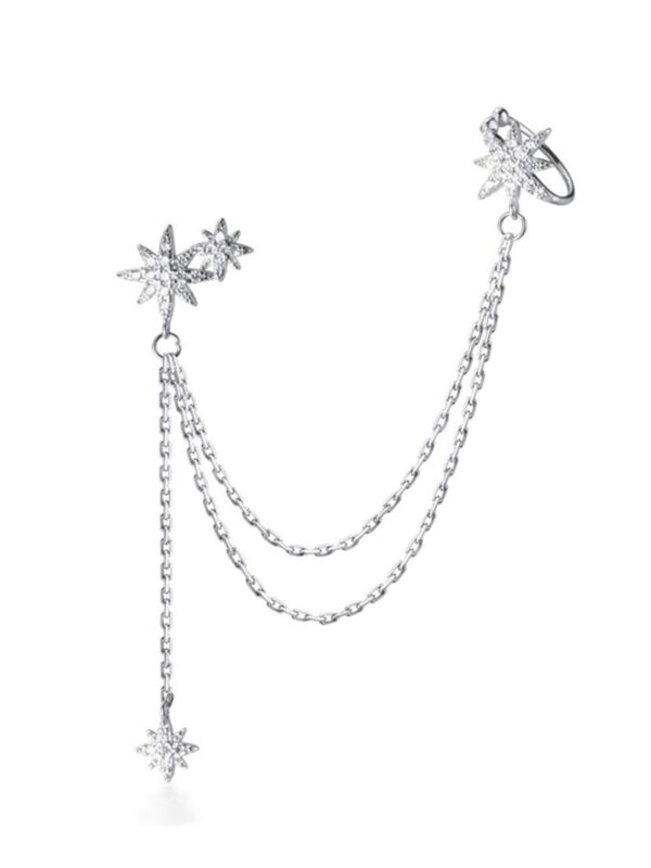 SLUYNZ Sterling Silver Fashion Star Cuff Earring Chain