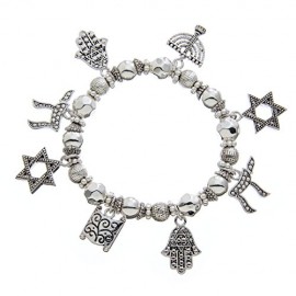 PammyJ Jewish Jewelry Hebrew Charm Stretch Bracelet