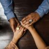 Metal Brushed Metal Finish Square Cocktail Statement Rings