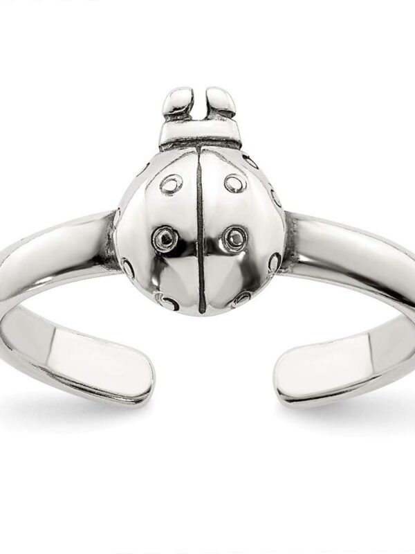 925 Sterling Silver Solid finish Ladybug Toe Ring