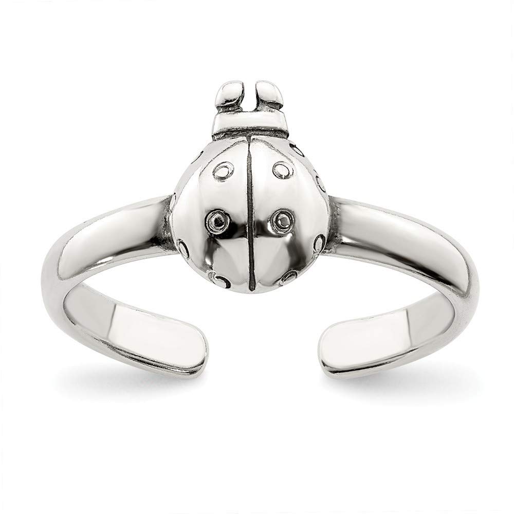 925 Sterling Silver Solid finish Ladybug Toe Ring