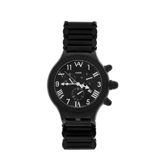 Aire Parlay Swiss Made Chronograph Over-Sized Mens Black Watch