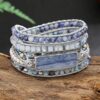 Blue Vine Stone Hematite Crystal 5 Wraps Bracelets