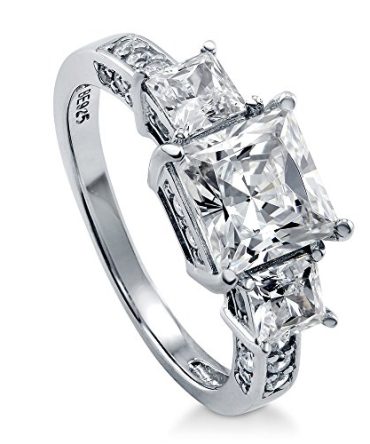 BERRICLE Rhodium Plated Sterling Silver Princess