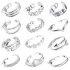8PCS Toe Rings Adjustable Silver Toe Ring Open Tail Ring