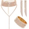 Wedding Rhinestone Choker Bracelet Dangle Earrings