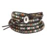 Emibele Leather Bracelet, Agate Bead Wrap Bracelet Handmade