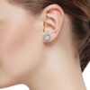 Silver White Zirconia Women Stud Earrings Removable Jackets