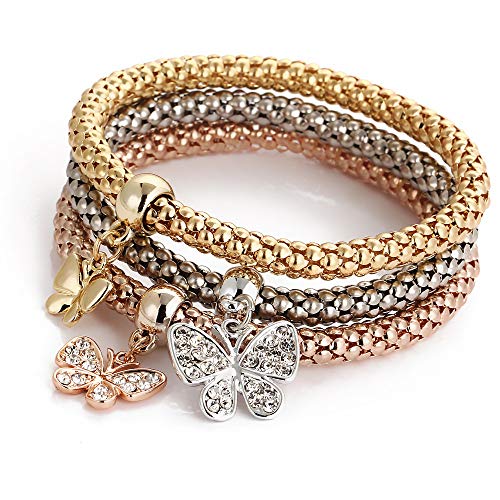 RINHOO FRIENDSHIP 3PCS Gold/Silver/Rose Chain Bracelet