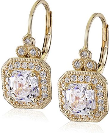 Yellow Gold Plated Sterling Silver Antique Drop Earrings