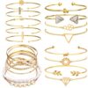 19pcs Multiple Layered Stackable Open Cuff Wrap Bangle Gold Bracelets