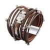 Multi Strand Leather Cuff Bracelet Wrap Bracelet Magnetic