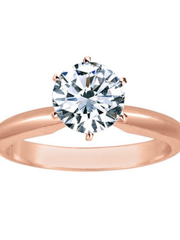 18K Rose Gold Round Cut Diamond Engagement Ring