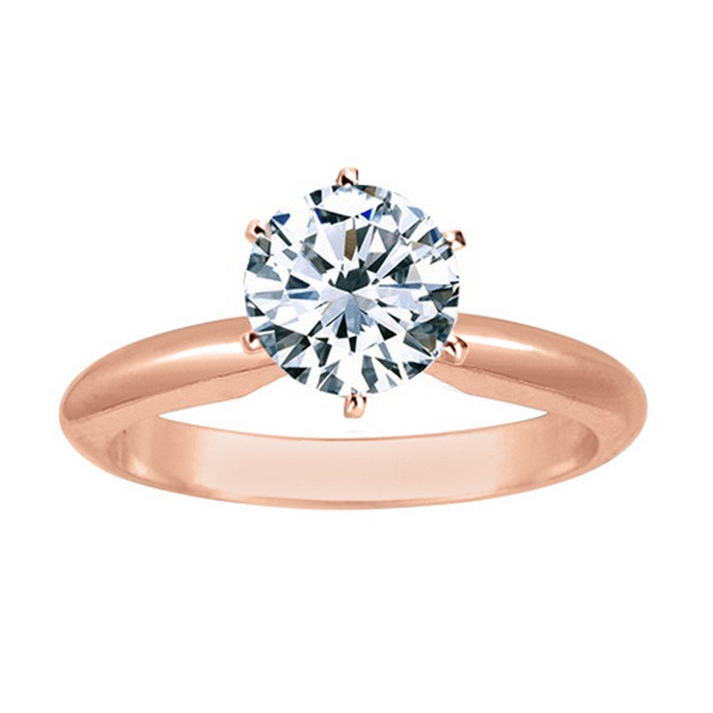 18K Rose Gold Round Cut Diamond Engagement Ring