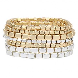 Gold/Silver Stretch Bracelet Set of 7 Rosemarie Collections
