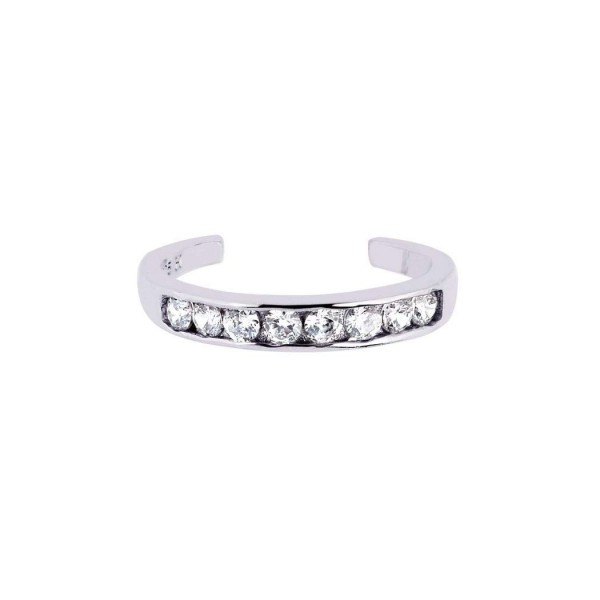 Silver With Rhodium Finish Shiny Cuff Type Toe Ring