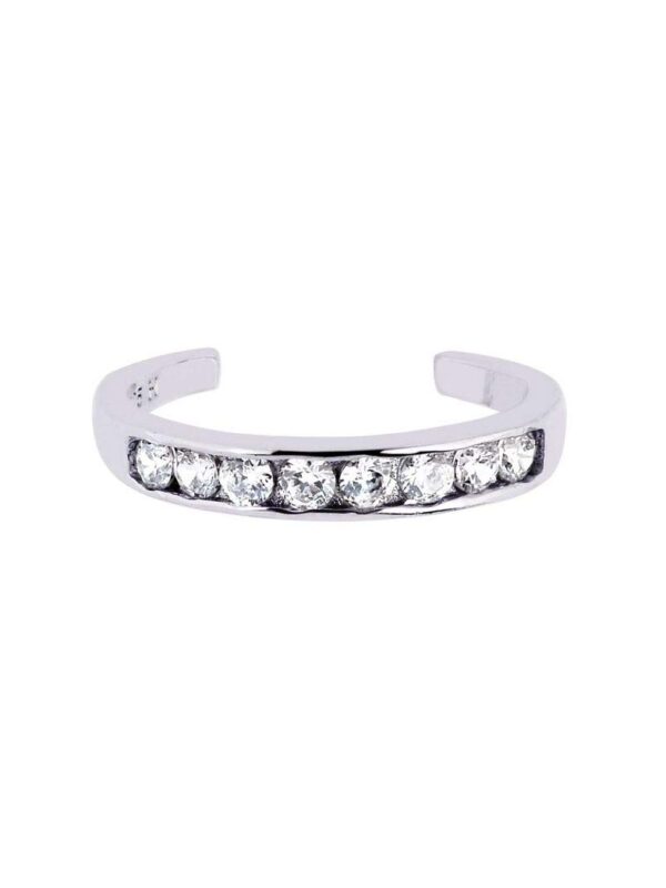 Silver With Rhodium Finish Shiny Cuff Type Toe Ring