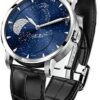 Elegance Redefined: Men's Blue Moon Phase Luxury Watch with Leather Strap
