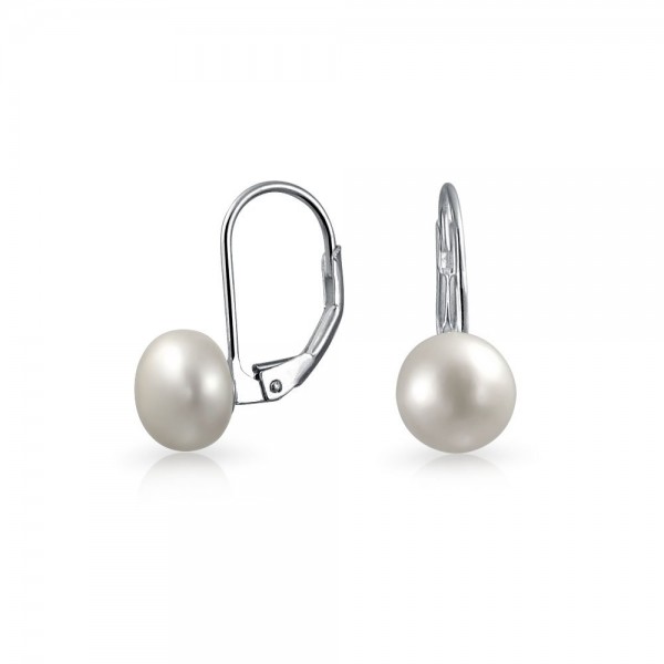 Simple White Freshwater Cultured Pearl Earrings For Women
