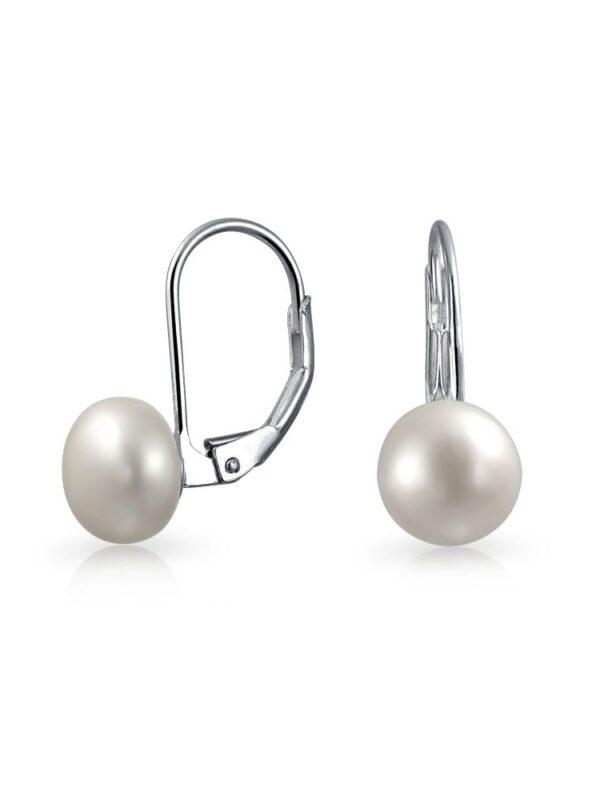 Simple White Freshwater Cultured Pearl Earrings For Women