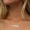 Necklace Gold Karma Open Hammered Round Ring Pendant
