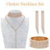 Wedding Rhinestone Choker Bracelet Dangle Earrings