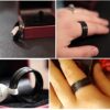 8mm Black Tungsten Carbide Wedding Band Ring