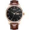 BUREI Mens Wrist Watch Classic Black Day Date Analog Quartz Dial