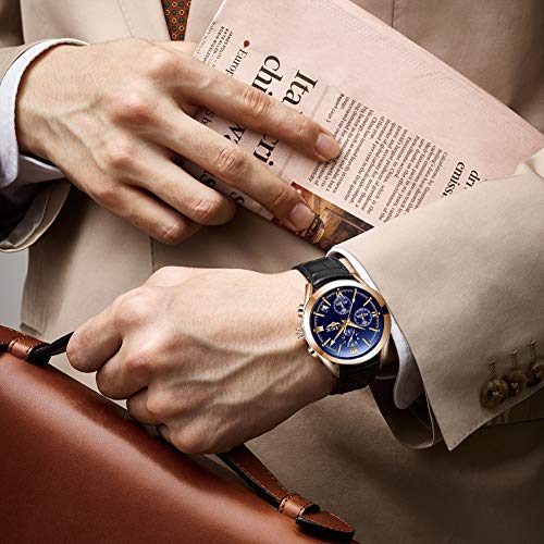 Mens Watches LIGE Fashion Leather Watch Analog Quartz Watch