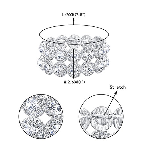 Crystal Bridal 2 Layers 8-Shaped Elastic Stretch Bracelet