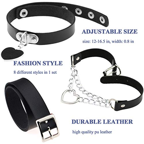 8Pcs Leather Choker Necklace Set: Embrace Your Edgy Elegance