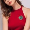 Green Vintage Created Crystal Brooches for Women