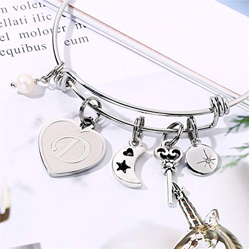 Bangle Bracelets For Women Initial Gifts - Engraved D Initial Bracelet