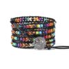 PLTGOOD 5 Wrap Leather Bead Bracelet for Men Women
