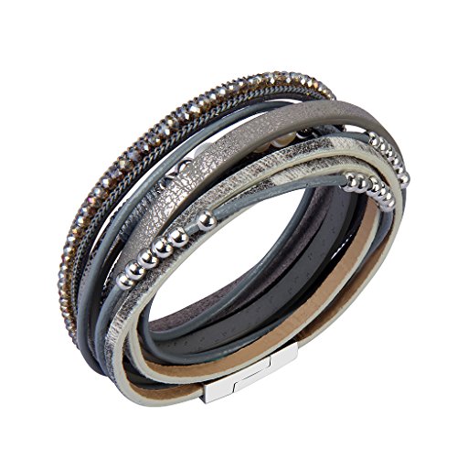 AZORA Womens Leather Wrap Bracelet Handmade
