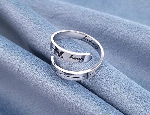 Silver Keep going Ring Stainless steel 