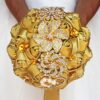 Flowers Bridal Bouquets Golden Crystal Bride Gold Rhinestone