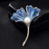 Leaf & Pearl Brooch Pins Rhinestone Crystal Brooch