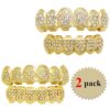 Top and Bottom Grillz One Set with Gold Poker