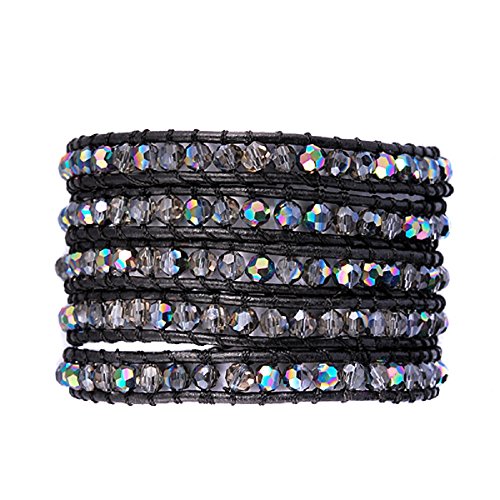 Genuine Leather Bracelet: Multi-Color Beads Wrap for Effortless Style