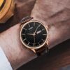 BUREI Mens Wrist Watch Classic Black Day Date Analog Quartz Dial