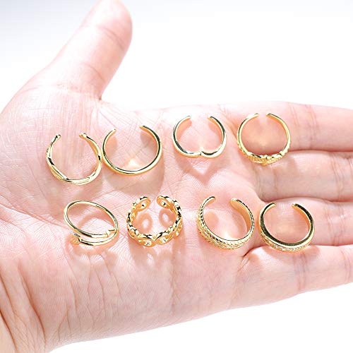 8PCS Adjustable Toe Ring Open Tail Ring Flower Knot