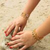 KELITCH Gold Shell Cowry Charm Bracelet Handmade