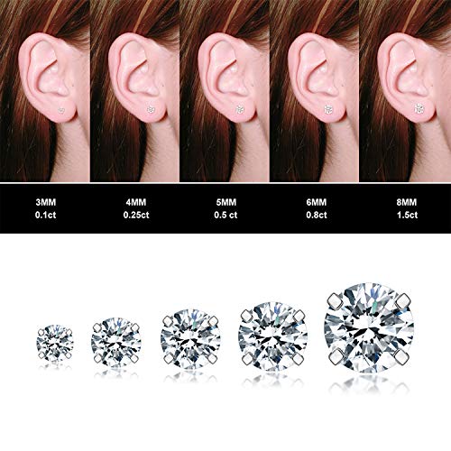 5 Pairs Stud Earrings Set - Hypoallergenic Cubic Zirconia 316L Earrings in Rose Gold