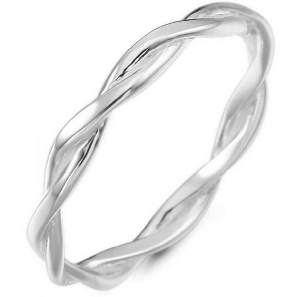 INBLUE Sterling Silver Twist Rings for Women