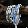 Blue Topaz Sodalite & Crystal Gemstone Leather Wrap Bracelet