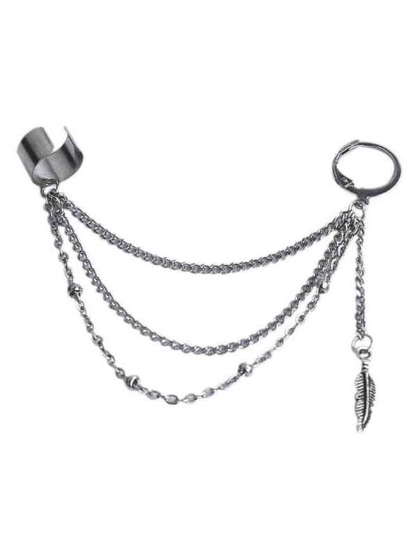 Vintage Tassel Ear Cuff Crawler Climer Earring Multi Layered Chain Drop