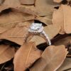 Engagement Ring Solitare with Accents Platinum Plated Silver