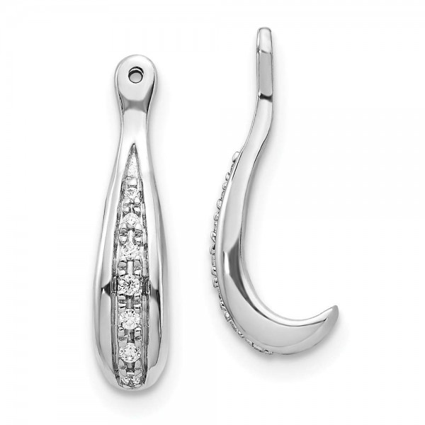 14k White Gold Diamond Ear Jacket Jackets For Studs